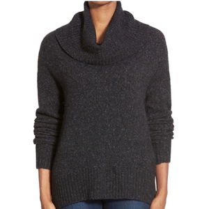 Michael Kors Dark Gray Cowl Neck Sweater Elliptical Hem